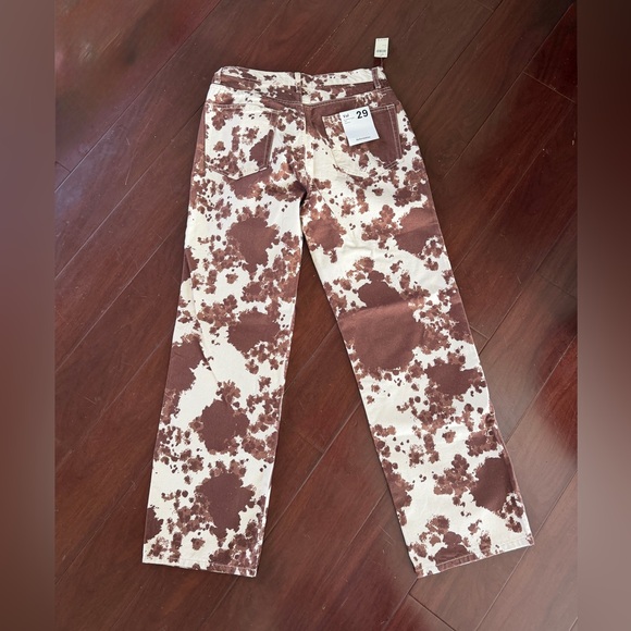 Anthropologie NWT Reformation Cow Print VAL 90s Mid Rise Straight Jeans size 29 - Picture 2 of 6